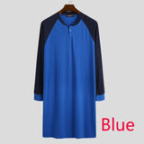 Patchwork Men Robes Sleepwear Long Sleeve V Neck Homewear Soft Nightgown Leisure Comfortable Men Clothes Bathrobes