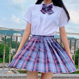 Women Jk Skirts High Waist Students School Uniform Pleated A-Line Mini Plaid Harajuku Preppy