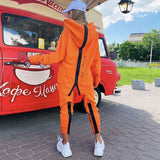 Free Shipping Casual Zipper Letter Hoodie Sweater Set Women's Pullover Sweater & Pants 2-Piece Loose Sportswear Set 2022