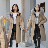 Long Fur Hooded Parkas 2021 New Winter Jacket Women Big Pocket Adjustable Waist Wool Liner Coat Three Ways To