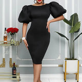 Puff Sleeve Bodycon Sexy Banquet Dress Skirt