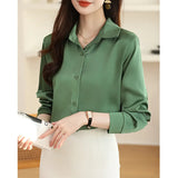 And Autumn 2025 New Advanced Sensational Anti-Floored Wrinkled-Faced Shirt For Women's French Leisure Career Commuting