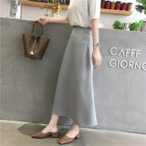 Elegant Office Lady Quality Glossy Satin Skirt Plain Shiny Fashion Solid High Waist Female