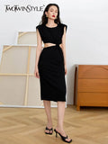 Fashion Sheath Sexy Dress For Women Round Neck Sleeveless High Waist Cut Out Midi Dresses Female Summer Clothes