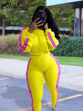 Ribbed Knitted White Pink 2 Two Piece Set Women Outfits Bodycon Long Sleeve Crop Top Leggings Women Tracksuit Matching
