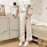 Kawaii Long Pants Women Autumn 2021 Bow Japanese Harajuku Cute Pants Female Lace Casual Lolita Pretty Vintage Clothing