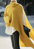 Long Sleeve Turtleneck Knit Pullover Loose Irregular