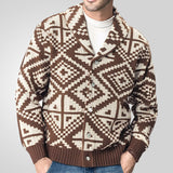 Men's Casual Geometric Jacket Knit Dress Vintage Coat Men's