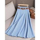 Women's Spring And Autumn Solid Color Casual Bvy Skirt With