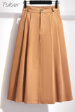 Fashion 2023 Summer Skirts Women Korean Style High Waist Mid Calf Elegant Button Long Maxi Skirts Female School