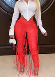 Occassional Leather Fringe High Waist