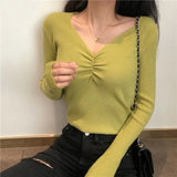 Neck Knitted Pullover 2022 Sexy Women Sweater Autumn Jumper Chic Soft Korean Slim Long Sleeve Female Basic Top Jumper