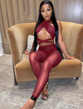 Sexy Bandage Crop Top And Pant 2 Piece