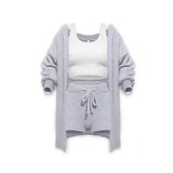 2025 New Knitted Plush Long-Sleeved Coat Vest Shorts Four-Piece Set + Three-Piece