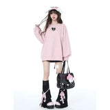 Sweatshirt Women Clothing Bow Bangage O-neck Long Sleeve Casual Y2k Tops 2023 Ropa Mujer Fashion Japanese Y2k Hoodies-Outfit