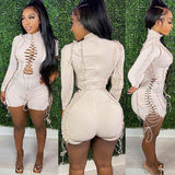 Women's Fashion Sexy Stitching Solid Color Teeing Long-Sleeved