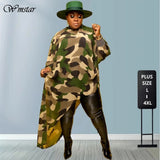 Size Tops L-4xl Wholesale Long Sleeve Shirts for Women Camouflage Loose Casual Irregular Hem Polyester Blouses