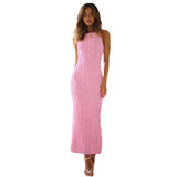 Spring And Summer Women's Bare Water Corrugated Sleeveless Sexy Dress Bodyed Hip