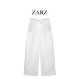 Homemade New Women's Classic Pure Linen Wide Legs