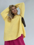 Oversized Knitted Sweater Women Autumn Winter Thick Solid Pullovers Female Warm Cozy Jumper Casual Knitwear Tops