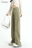 Korean Long Trousers Casual Denim Pants Simple Female Spring 2023 Straight Loose Women's Wide Leg Jeans Pink Purple