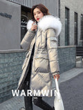 2022 Big Fur Collar Down Jackets Women Long Coats Winter Thick Parkas Woman Hooded Zipper Warm Overcoats Female