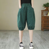 Thin Casual Loose Large-Size Shorts Women High-Waisted Five-Legged Broad-Legged Loose Waist Harlan