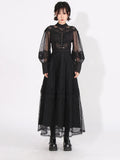 French Classical Style 2025 New Temperament Design Embroidered Laces To Show Thin Solid Color Dress