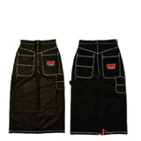 Hip-Hop Rock Embroidered Loose Jeans Y2k Street Retro Harahara Wide-Legged Straight Trousers-Outfit