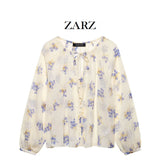 Homemade New Women's Classic Flower Printed Transparent Shirt