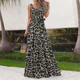 Leopard Print Women Maxi Dress 2021 Celmia Summer Sexy Sleeveless Party Dress Elegant Casual Swing