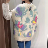 Embroidered Lavender Garden Sweater Vest-Outfit