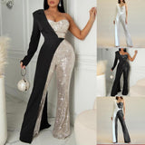 New Women's Silver Splicing Squin Single-Shoulder Fashion