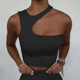 Out Sexy Crop Off Shoulder Solid 2022 Skinny Sport Short Tops Women Tank Irregular Summer Tube