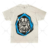 retro women skull print pattern pure cotton short-sleeved Y2k Gothic loose casual couple tops oversized T-shirt-Outfit