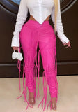 Occassional Leather Fringe High Waist