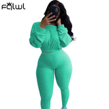Streetwear Autumn Winter 2 Two Piece Set Women Tracksuit Bodycon Long Sleeve Crop Top Pants Women Matching Set Sexy