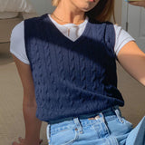 Argyle Plaid Y2k Tank Top Women Fashion Knitted Sweater Undershirt 90S Knitwear Autumn Basic