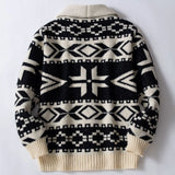 Men's Retro Heavy Industry Knitted Knitted Shirt Collar Thick Knit Sweater Coat