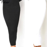 Women Knitted Bodycon Long Skirt Fashion Sexy Black White High Waist Pencil Skirts Female Elastic Skirts Club