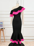Single Shoulder-To-Shoulder-To-Back-Loan-Side High-Waisted-Blum-Bided Ass Party Fishtail Dress Dress Dress