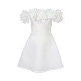 French Sweet One-Word Shoulder Petal A Dress Famous Banquet Dress Dresses