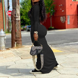 Autumn Streetwear Dresses For Women 2021 Long Sleeve Backless Summer Bodycon Dress Square Neck Maxi Long Dresses