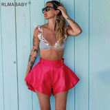 Solid Wide Leg Shorts Button High Waist Shorts High Street Sexy Women Shorts Bottoms Fashion Streetwear Loose Lady