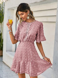 Spring / Summer New Front Piece Lace Dress INS Hem Cuff Lace Fringed Dress-Outfit
