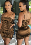 Satin Strap Ruched Mini Club