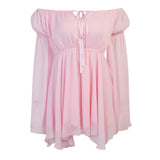Chiffon Shoulder Irregular Dress Girded Suit Temperament Commuting Short