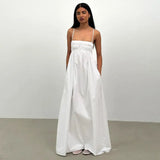 Summer New Women's Solid Color Slings To Take Long Dress Sleeveless Casual Comfortable