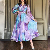 Spring And Summer New Printing Screen Dress Commuter Large Size Women's