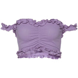 New 2020 Cute Purple Pink Camis Cop Tops Tank Tops Tees Off Shouler Cropped Top Sexy t shirt For Women Summer
